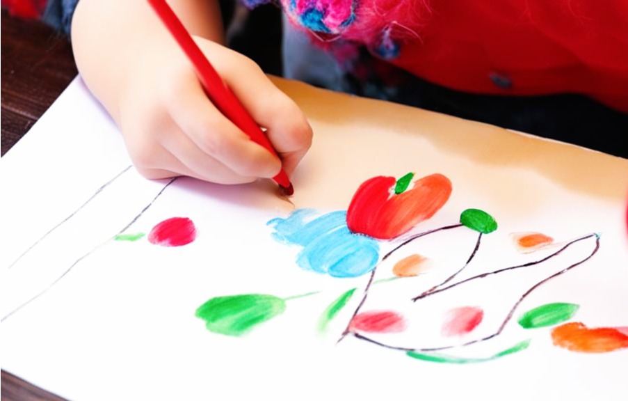 Ребенок рисует в детском центре 