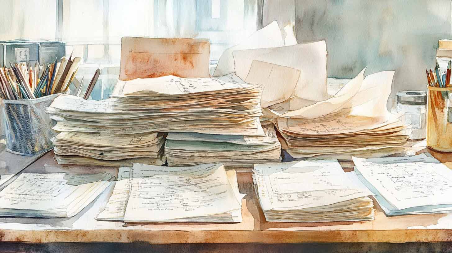 бумаги с материалами для исследования